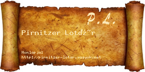 Pirnitzer Lotár névjegykártya